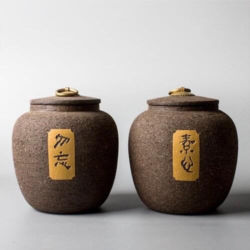 All Handmade Vintage Tea Storage Caddy Seal Jar with Lid Kit Ceramic Coarse Pottery Teaware Accessories Coffee Beans Cans Tanks
