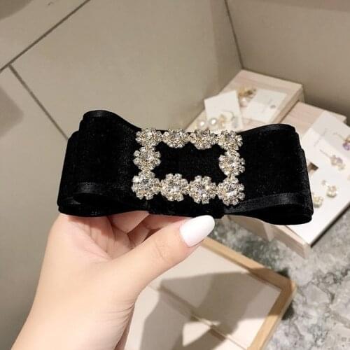 2021 New Korea Style Girl Hair Pins Rhinestone Anti-velvet Big Bow Hair Clip for Women Ladies Fashion Hair Accessories