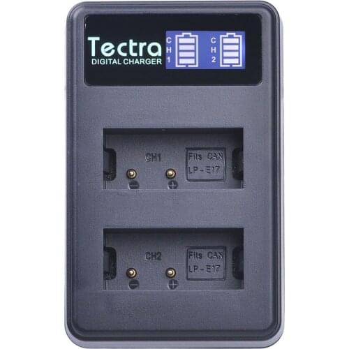 Tectra LPE17 E17 LCD USB Dual Charger for Canon LP-E17 EOS M3 M5 M6 EOS 77D EOS 750D 760D 800D EOS T6 Kiss X8i Camera Battery