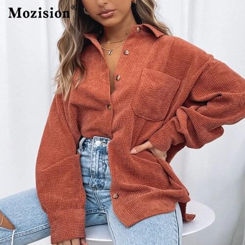 Mozision Autumn New Turn-down Collar Long Sleeve Jacket Women Casual Loose Big Size Coat Ladies Fashion Cardigan Coats 2021