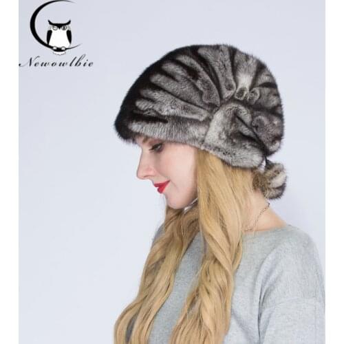 WNAORBN Natural Mink Fur Christmas hat For Women Fashion Size Can Adjust Keep Warm Lady Real Fur Winter Hats