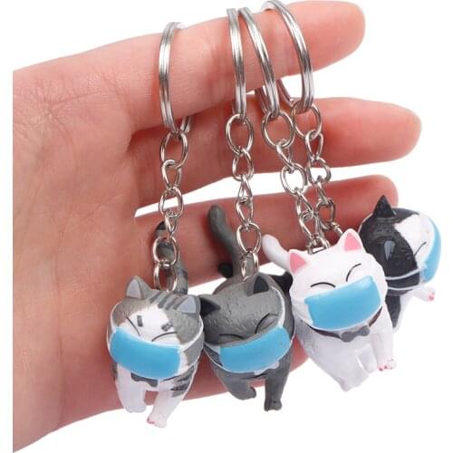 1pcs Cute Cartoon Fat Cat Pendant Key Rings Kitten Cat Key Chain Shake Head Car Bag Keychains Creative Jewelry Gift