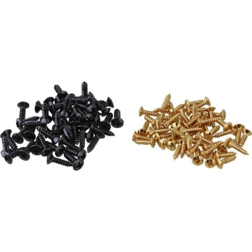 100 Pcs Guitar Bass Screws Parts for Scratchplates Pickguard, 50 Pcs Gold & 50 Pcs Black