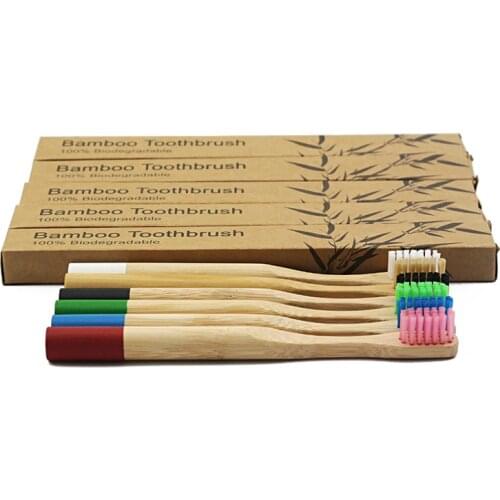 3090 kids Wooden Rainbow Bamboo Toothbrush Oral Care Soft Bristle Head Bamboo Toothbrush Wholesale(1pc)