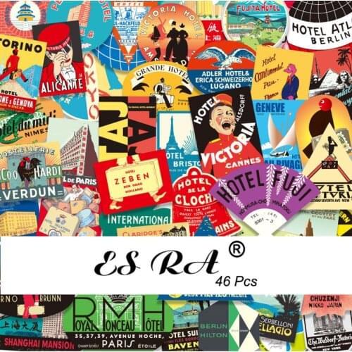 46Pcs/Set Luggage Stickers Set Retro Suitacase Pegatinas Travel Decals PVC Waterproof For Laptop Skateboard Motor Decorate Gift