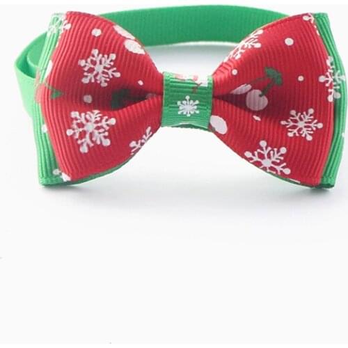 50PC/Lot Christmas Dog Bow Ties Snowflake Dog Grooming Neckties Ribbon Cat Dog Bowties Pet Accessories