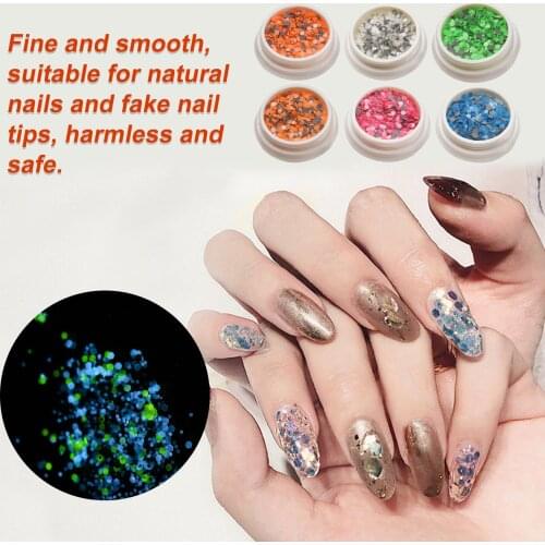6pcs/set Nail Glitter Powder Flashing Crystal Sequins Nail Extension Manicure Art Decoration Dark Glitter Dipping Nail Powder