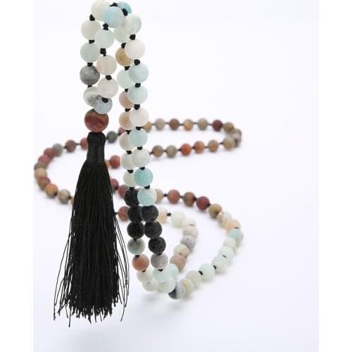 8mm108 Mala colar Spotted Stone Bead Necklace women Posimi jewelry chokers