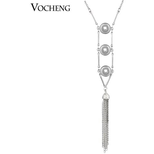 80cm Sweater Chain Vocheng Ginger Snap Button Tassels Necklace Combo Small 12mm Pendant NN-533