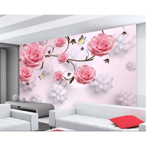 Beibehang papier peint mural 3d Beautiful 3D rose floral wallpaper bedroom background papel de parede wallpapers for living room