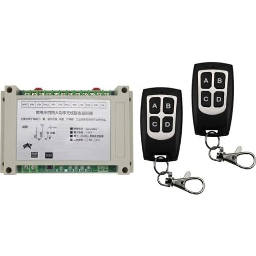220V 380V 4CH 30A RF Wireless Remote Control System Radio Switch remote switch 220V Learning code 2*waterproof transmitter