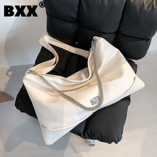 [BXX] Women New Brief Large Capacity Chains Soft PU Leather All-match Messenger Shoulder Bag Canvas Fashion Tide 2021 GF0127