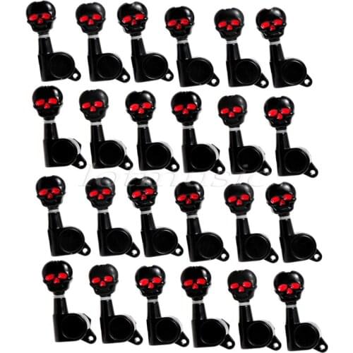 Black 24R Skull Inline Guitar Tuning Pegs Machine Heads
