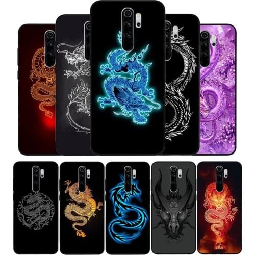 Dragon black Silicone Phone Case For Redmi note 9 8 7 Pro S 8T 7A Cover