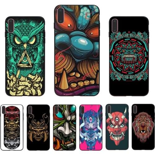 IMIDO Ghost face totem Design black silicone fitted phone case For iPhone 7 7plus 8 8plus 6 6S 6plus X XS XR XSmax 5 5s SE shell
