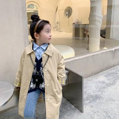 Mila Chou 2021 Childrens baby windbreaker jacket for Girl spring Autumn kid girls parka kids child Trench Coat Cotton Jackets