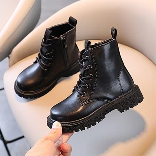 Children Martin boots2021Winter Autumn Girls Ankle Boots Platform Casual ShoesChildren Pointed Up Boots Boys Sneakers Black2-14y