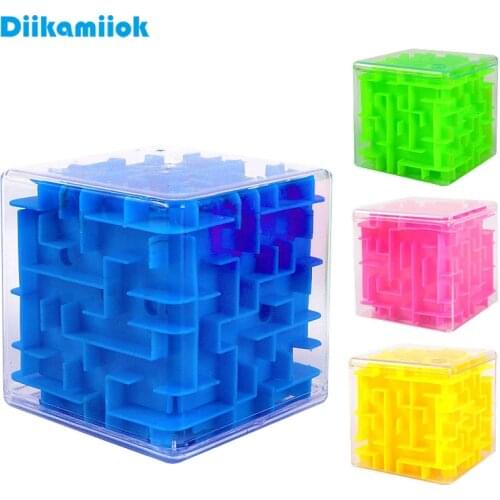 Kid 3D Maze Magic Cube Clear Six-sided Puzzle Rolling Ball Game Labyrinth Toys for Children Balance Training Stress Reliever Toy