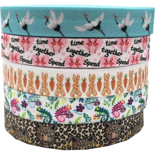 10Y 15mm Cute Animal Leopard Print Fold Over Elastic FOE Ribbon Webbing For Headwear Hair Sewing Accessories