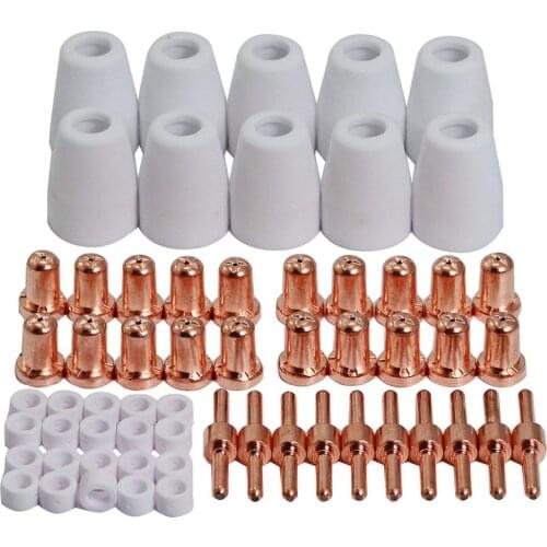 60pcs Extended Long Plasma Cutter Consumables Tips Electrodes for CUT40D CUT50D PT-31 LG40 Torch Gun 30/40amp