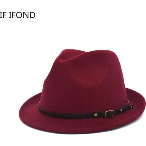 Mens Felt Fedora Hat Unisex Church Bowler Homburg Jazz Hat Fashion Stylish Trilby Sombrero Hat