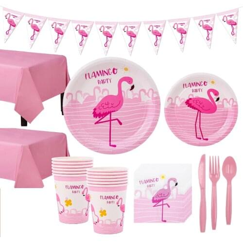 Flamingo Party Supplies Birthday Party Disposable Tableware Sets Napkins Plates Banners Cake Decorations Baby Shower Decorations