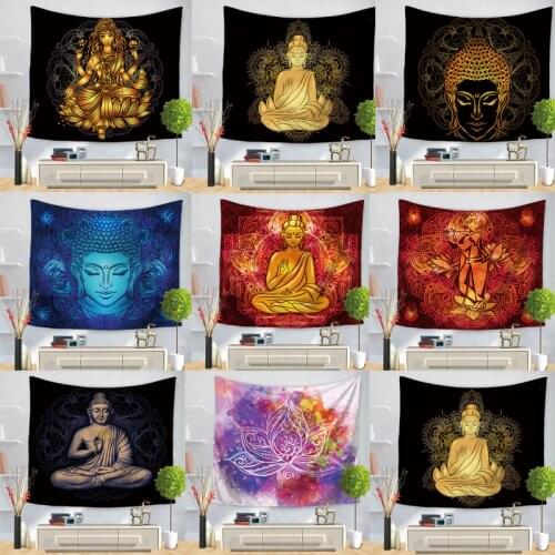 Indian Buddha Statue Tapestry Wall Hanging Wall Cloth Tapestries Psychedelic Yoga Carpet Home Decoration