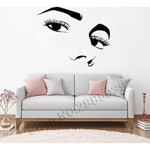 Exquisite face Eyelashes Eyebrows Wall Vinyl Sticker Decal Beauty Shop Wall Decoration Window Accessories Eyelash Poster LL156