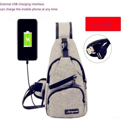 Korean version leisure riding package USB charging sports canvas backpack chest bag travel shoulder Messenger bag