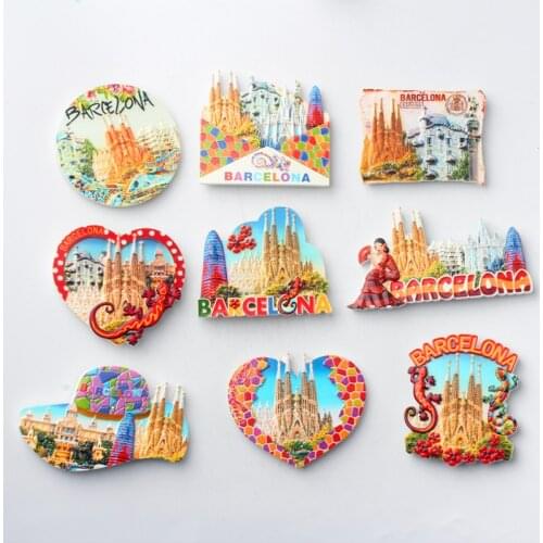 Machine Printing 3D Fridge Magnets for BARCELONA Travel Souvenir Refrigerator Magnetic Sticker Craft Home Decor