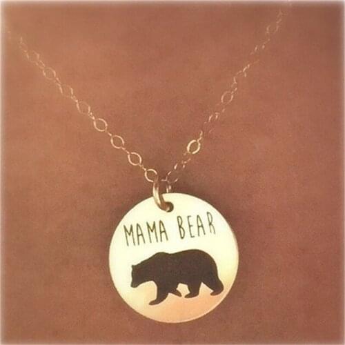Fashion Alloy Contrast Color Bear Necklace Mama Bear Clavicle Chain Necklace Animal Lover Women Jewelry