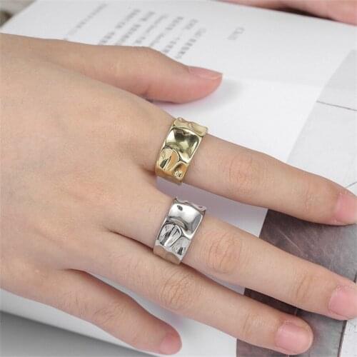 New High Quality Stainless Steel Mens And Womens Rings Fashion Irregular Concave Convex Silvery Ring Width Open Couple Ring