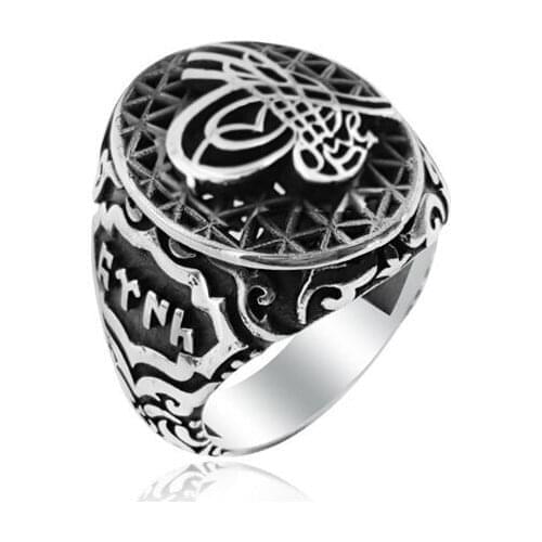 925 Silver OttomanRings for Men Moon Star Resurrection Ertugrul Ring Kayi Ring for Men