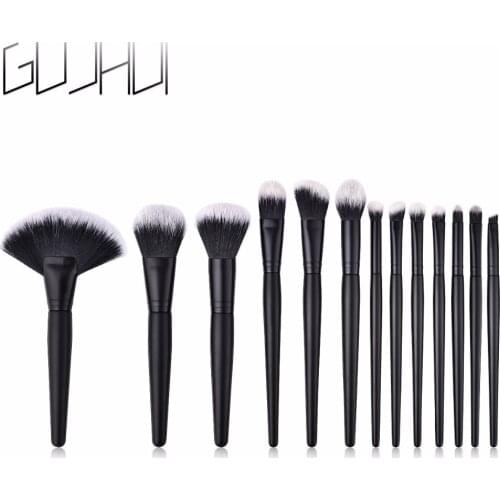 GUJHUI 13PCS Wooden Cosmetic makeup brushes Set Foundation Eyeshadow Concealer Brush Blending Contour make up pincel maquiagem