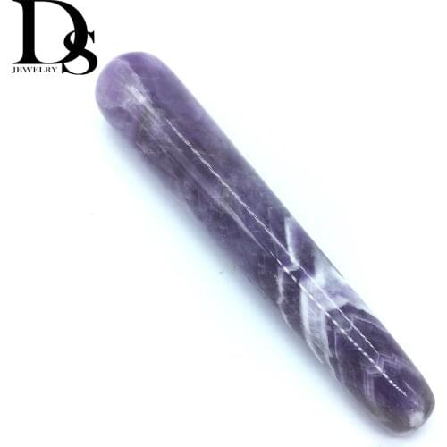 10cm Natural Ametyhyst Massage Wand Crystal Massage Tool Reiki Chakra Healing Relaxing Body Face Massage Acupuncture Therapy