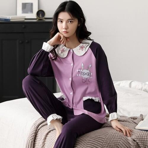 New Arrivals Women Home Clothes Autumn Winter Long Sleeve Women Pajamas Set Long Pant Pyjamas Sets Cotton Leisure Sleepwear Set