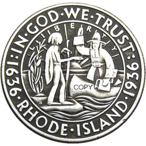 USA 1936D/S Rhode Island Commemorative Half Dollar Silver Plated Copy Coin