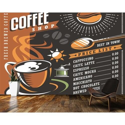 Papel de parede Coffee element design vintage mural wallpaper,living room tv wall bedroom bar cafe restaurant mural decoration