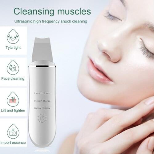Rechargeable Ultrasonic Face Skin Scrubber Deep Face Cleaning Machine Peeling Shovel Facial Pore Cleaner Face Skin Scrubber Mach