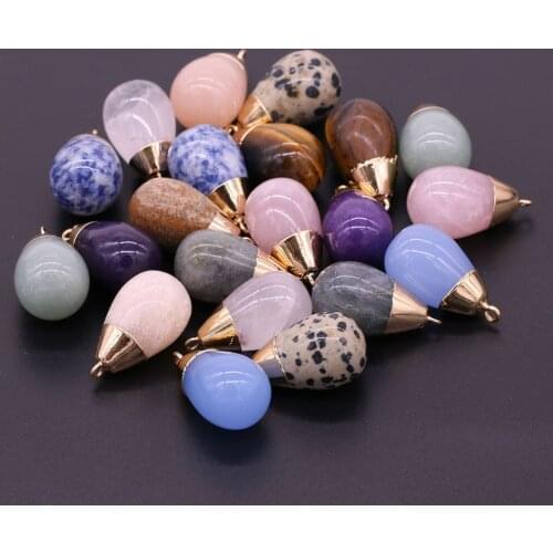 Natural Stone Pendant Water Drop Clear Quartz Pendant for Charms Jewelry Making Necklace Earrings for Women Healing Gift
