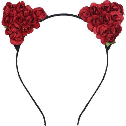 Popular Cat Ears Floral Hairband Accessories Flower Headband Cute Girls Kids Headwear Hair Hoop
