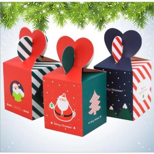 Ynaayu 5Pcs/set Christmas Boxes Apple Box Xmas Kraft Box Cookie Candy Box For Merry Christmas