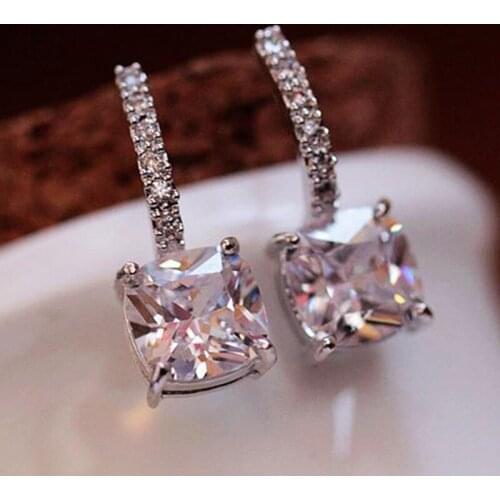 Modyle Big Square AAA Cubic Zirconia Earrings for Women Fashion Accessories for Party Daily Wear Shiny Earrings Female Jewelry