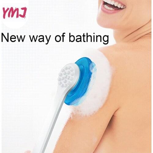 Silicone Rotating Bath Brush Soft Massage Brush Exfoliating Wash Shower Brush Long Handle Bathing Sponge Back Rub Skin Brush