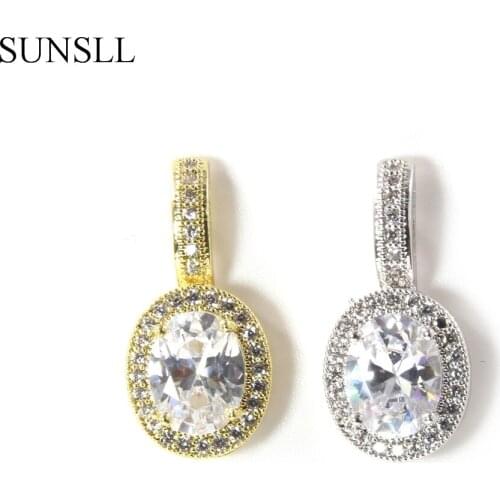 SUNSLL Gold/silver Color Copper Pins Clear Glass White Cubic Zirconia Drop Earrings Womens Party Fashion Jewelry Cobre Brincos