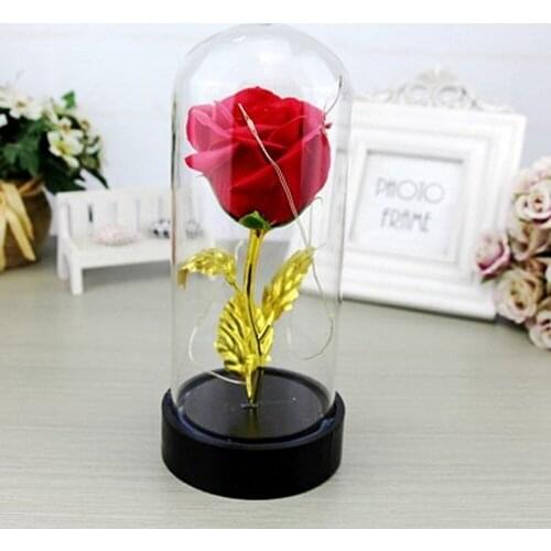 5 Colors LED Beauty Rose and Beast Battery Powered Red Flower String Light Desk Lamp Romantic Valentines Day Birthday Gifts