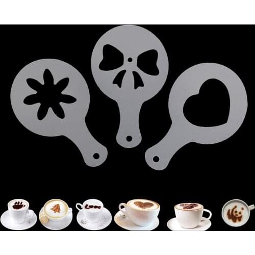 Coffee Stencil Filter Sugar Sieve Tools PP Coffee Accessories Tools Cappuccino Latte Coffee Barista Mold Templates Strew 16pcs