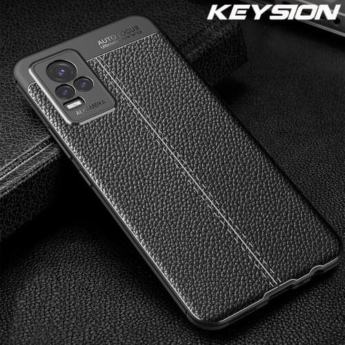 KEYSION Shockproof Case For VIVO V21e V21 5G Leather Texture soft Silicone Phone back cover for VIVO Y73 5G Y72 5G Y52 5G Y53S