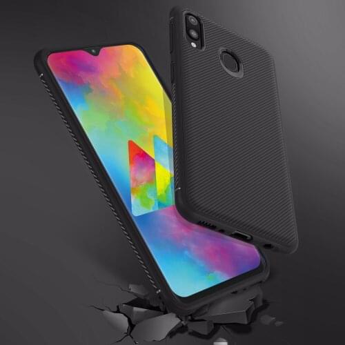 Lenuo sFor Samsung Galaxy M20 Case Le-Shen II Shockproof Soft TPU Carbon Fiber Brushed Back Cover Case For Samsung Galaxy M10