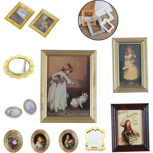 Vintage 1:12 1/12 Scale Photos Painting Mural Wall Picture for 1:12 Dollhouse Miniature Miniaturas Casa De Munecas